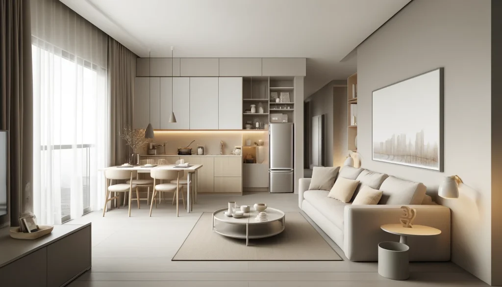 Salón comedor con cocina abierta